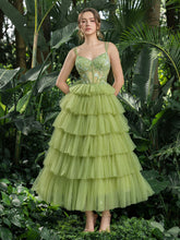 Midi Elegant Tulle Party Dress with Floral Embroidery & Tiered Ruffles – Playful Elegance for Garden Parties, Summer Galas & Cocktail Events